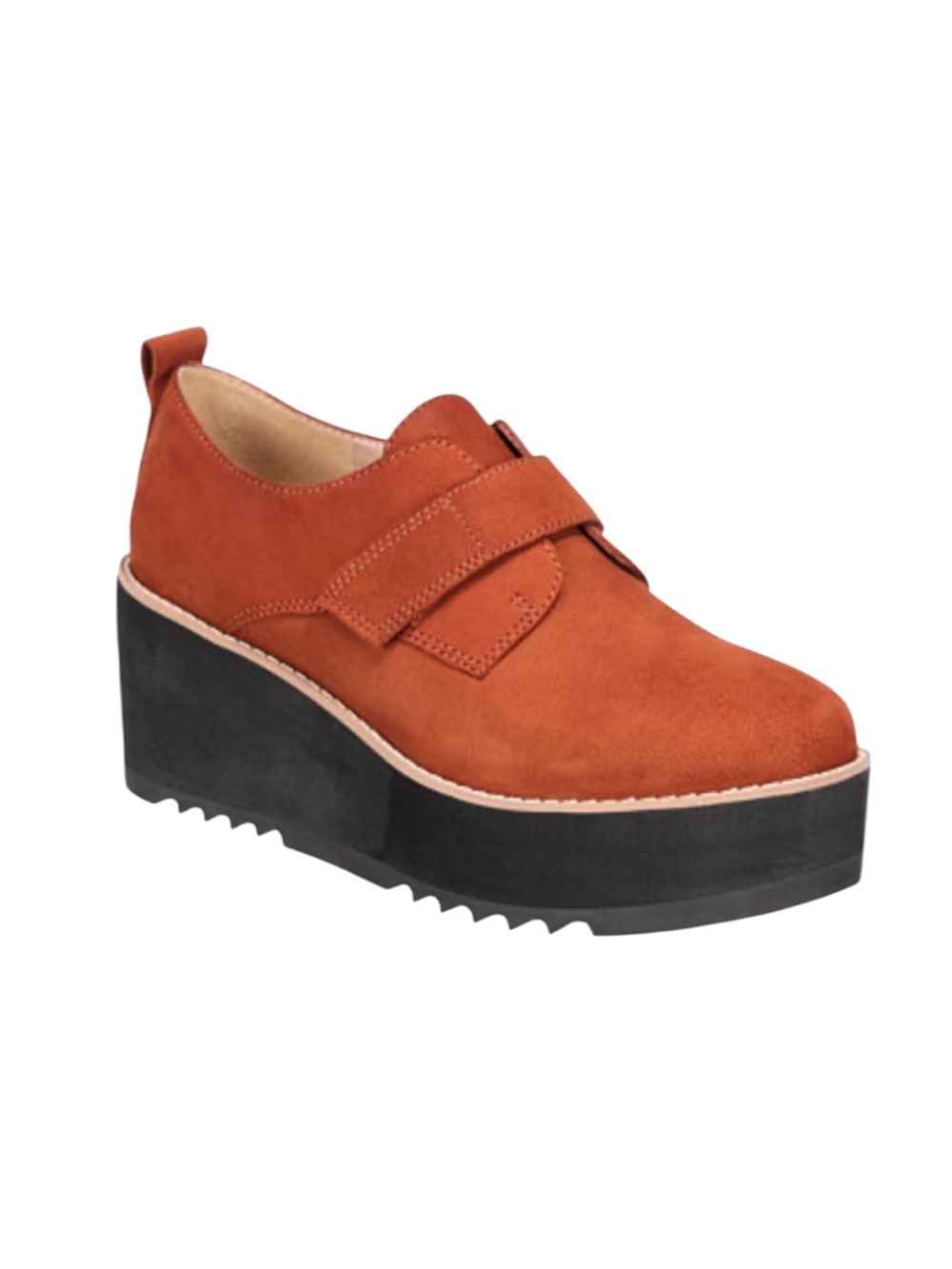 Eileen Fisher Zola Rust Suede Platform Wedge Shoes Size 7.5